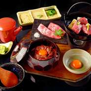 Mが厳選する松阪牛を様々な方法でお楽しみいただく、ひつまぶしです。