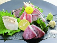 鮮度抜群な旬魚ならではのおいしさ。板長オススメ『越前港の刺身5種盛り』（1種につき2貫付き）
