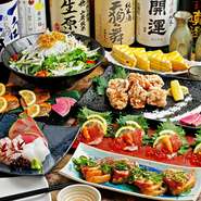 ※+1,000円で全国の日本酒約50種類が飲み放題になります！
※写真はイメージです。
※金、土、祝前日、12/14～1/7まで年末料金として+500円となります。
※12/24.25.31は年末料金除外日です。
