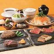 【ランチ限定】メインのお料理は4品から1品チョイス。シェフが目の前で焼き上げる、臨場感たっぷりの鉄板焼を気軽に楽しめるシンプルなコース。

