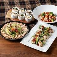 ・鱈と牡蠣の白ワイン蒸し　アサリのジュとセリを添えて
・カリフラワーとポテトのカレー風味グラタン
・ブリと季節野菜のトマト煮
・鴨胸肉の冷製エストラゴン風味　ギリシャ風野菜のマリネ添え