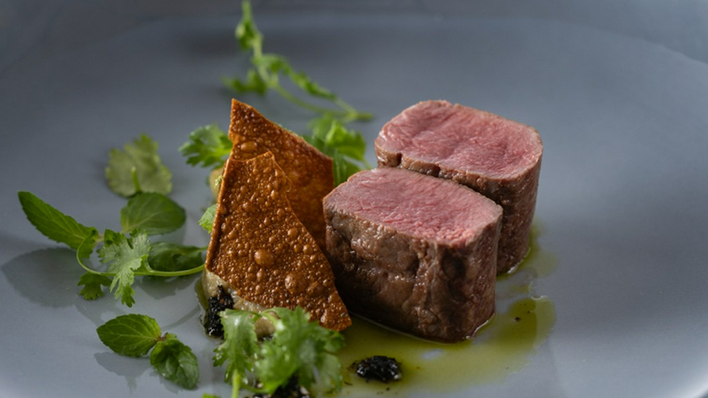 柔らかで臭みのない豊かな味わい『天城　天空の鹿　茄子のピューレとケールオイル』