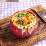 ほどよいニンニクの香りとコクが、ぷりぷりの海老とチーズでクセになる♪
