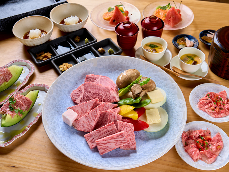 <晚餐>油烤套餐 黑毛和牛 [肉] 大理石花纹