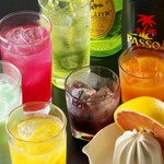 ダバダ火振・赤霧島・生グレープフルーツ酎ハイ等約50種以上が飲み放題！
