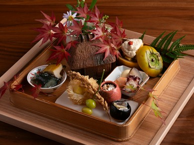 九州産の天然魚、全国の季節野菜や山里の幸で紡ぐコースが人気