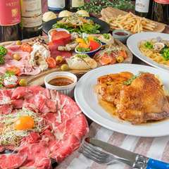 自家製ローストビーフと、ジューシーに焼き上げた若鶏のグリルのダブルメインコース