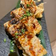 贅沢にうなぎ蒲焼きを天ぷらにしちゃいました。