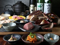 旬のお野菜、厳選ビーフのヘレ、旬の海鮮を囲炉裏ならではの食し方でお召し上がりください。