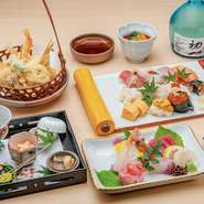 1階の料亭では本格的な日本料理をアラカルトでオーダー可能。料理人自慢の逸品に合わせるお酒は、北海道産の地酒やセラーで管理するワインなど実に多彩。季節のお酒と旬の味覚の贅沢なマリアージュも楽しめます。