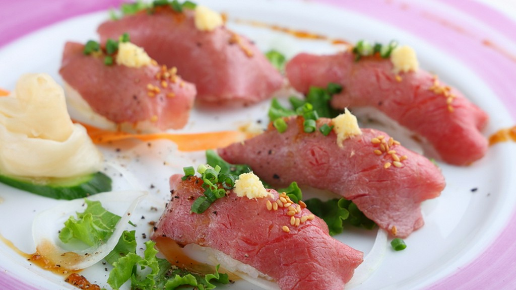 老舗精肉店のこだわりを実感する『国産和牛あぶり寿司』