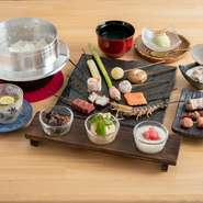 一日一組（4名様まで）限定の『ヒトサラコース』では、活車海老や和牛シャトーブリアンなど上質な素材を味わえます。趣向を凝らした先付とともにお酒を楽しみ、釜炊きの銀シャリで〆る…贅沢な時間が過ごせます。