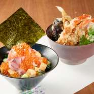 メインとなる食材は、北海道産の季節の食材。都内ではなかなか味わえない、希少な食材たちとの出合いも楽しめます。2024年6月より、こだわり丼物を提供するランチ営業も開始。海外の方も気軽に旬を満喫できます。