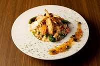 ズワイガニと浅利の旨味を活かしたリゾット