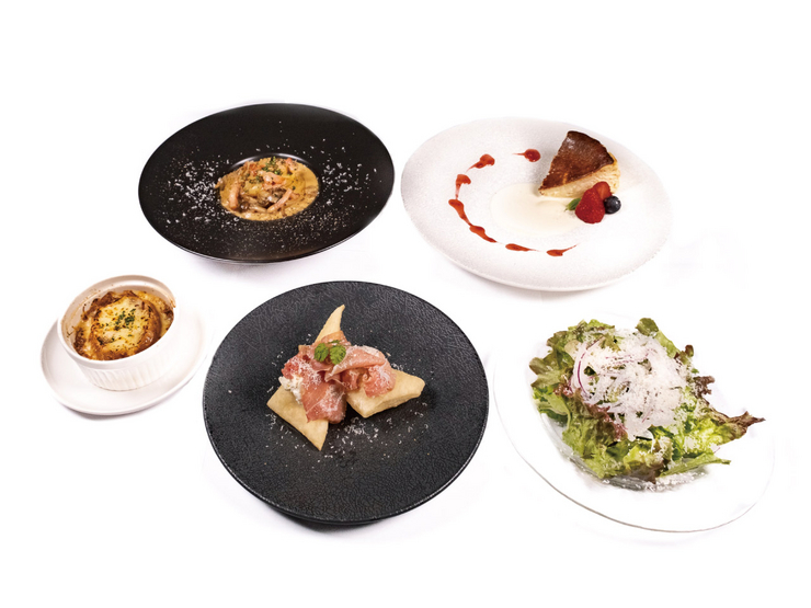 Affordable course with 4 original dishes and dessert
