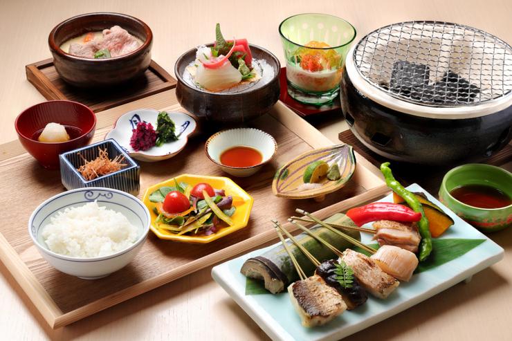 Charcoal grilled meal
