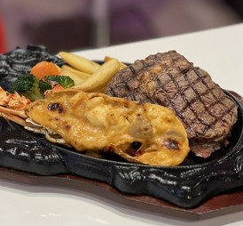 イセエビ＆リブロースステーキ