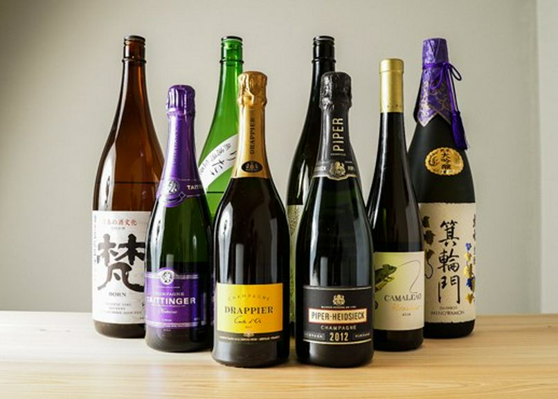 天ぷらに合わせやすい日本酒、他にはワインも豊富