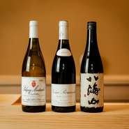 ワイン、日本酒、シャンパーニュ共に選りすぐりを用意