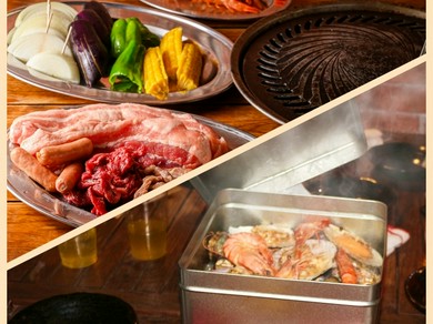 豪華！国産牛スペシャルBBQ+海鮮かんかん焼【テラスプレミアムプラン】2時間飲み放題付き