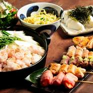 生ビールをはじめ、サワー、日本酒、ワイン、果実酒、さらに二階堂や中々などの人気の焼酎など豊富なラインナップでご提供。コースは2時間飲み放題付きで4,800円～ご用意！

