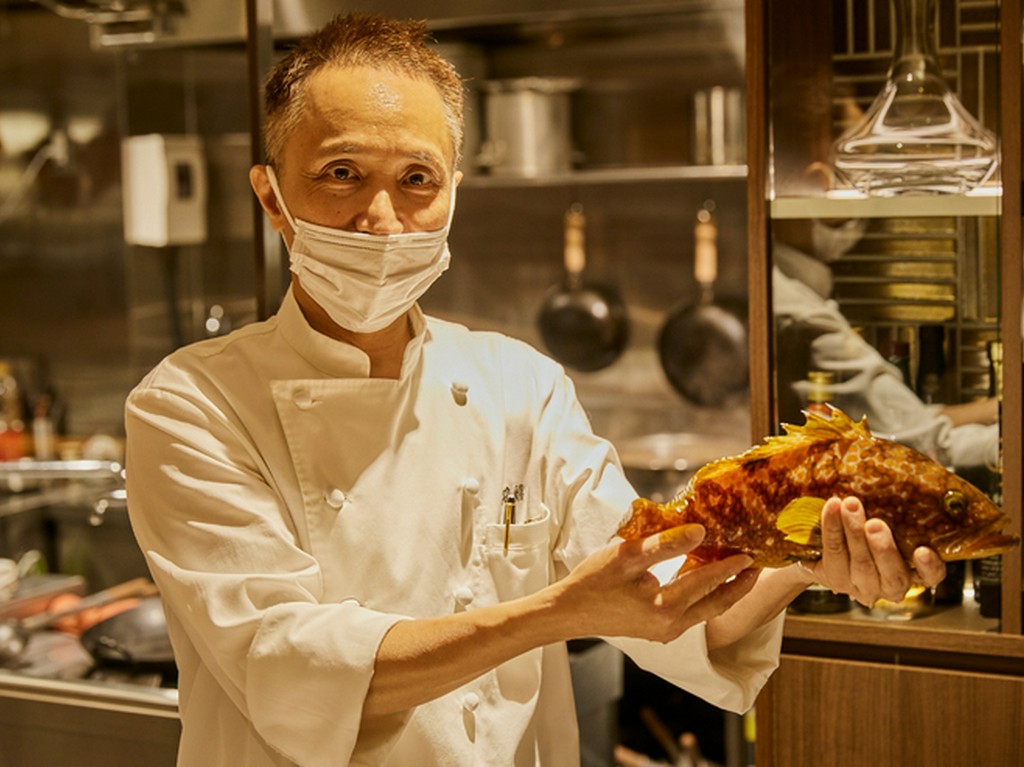 高級魚として珍重される紅斑。活魚を使うのもシェフのこだわり