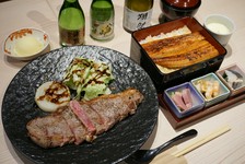 キタウシリサーロインステーキと月島太丸鰻の蒲焼のお得なコース料理ご用意いたしました。