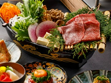 厳選された近江牛と至高の肉料理を堪能『≪極上国産和牛≫すき焼きコース（飲み放題付き）』