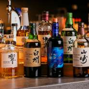 人気＆希少なジャパニーズウイスキーも各種用意。リスト外の銘柄の詳細は店舗でご案内します。