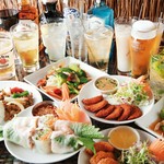豚とろ肉のBBQグリル､海老のすり身揚げ、パッタイなど渾身の本格タイ料理9品を存分にお楽しみ頂けるコース