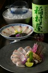 鯛のゆかり・レモン・昆布刺し
対馬産アラ刺し
馬肉刺し

※写真は鯛のゆかり昆布刺し、対馬産アラ刺し