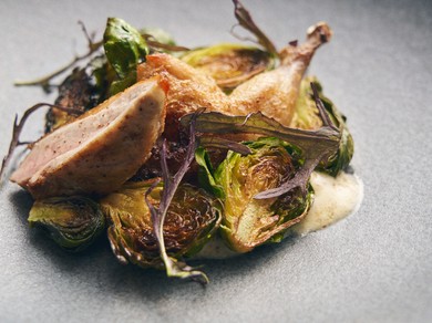 芽キャベツとウズラの相乗効果で春野菜の甘さを噛み締める 『鈴木農場 芽キャベツ ウズラ マスタード』