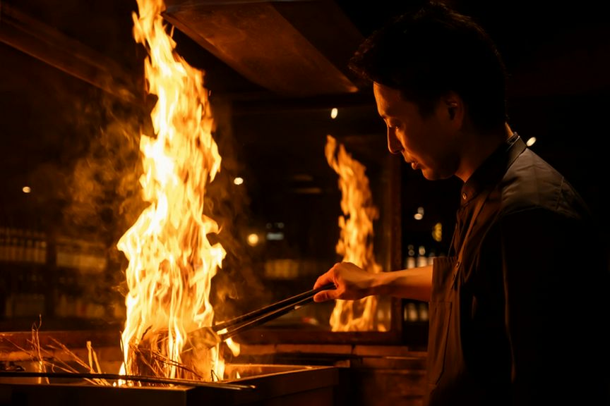 鰹で有名な「藁焼き」とは、表面をあぶり、香りをつけること。