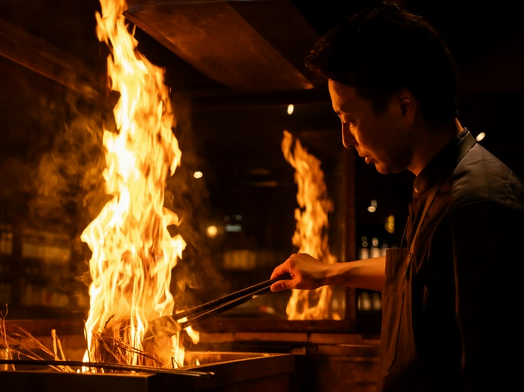 鰹で有名な「藁焼き」とは、表面をあぶり、香りをつけること。