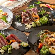 和風空間に癒されながら、人気メニュー寄せ集め！2時間飲み放題付コース7品6000円（税込）が、お勧めです。