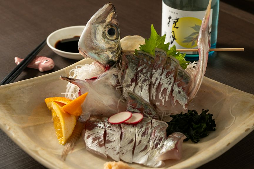 天然アジ刺身