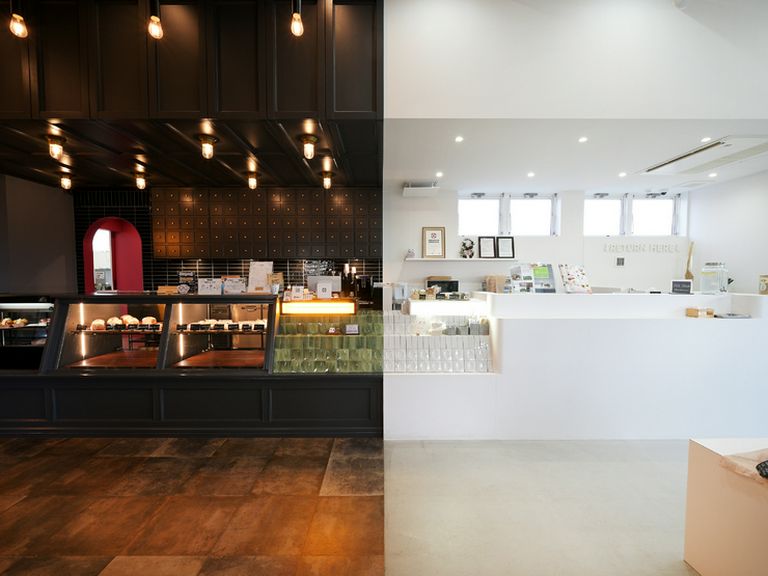 白と黒の印象的なデザインの空間は、幅広い利用スタイルに対応