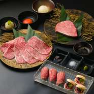 【極上牛タン＆ヒレプラン】は和牛ヒレ、和牛ユッケ、肉寿司までが勢揃いのフルコース