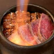 『炎龍ひつまぶし』や『炙り牛ひつまぶし』など、食卓のゲストの前で丁寧に仕上げられる「炙り」の演出は、まさに料理を超えた体験です。立ちのぼる香りに包まれ、口に運ぶ前から至福に誘われます。