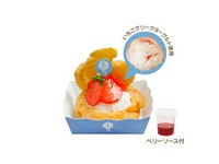 いちごの風味豊かなグリークヨーグルトを挟み、更にいちごをトッピングしたシュークリームです。お好みでベリーソースをかけてお楽しみください。+200円で、オーガニック100%グリークヨーグルトに変更可能です。