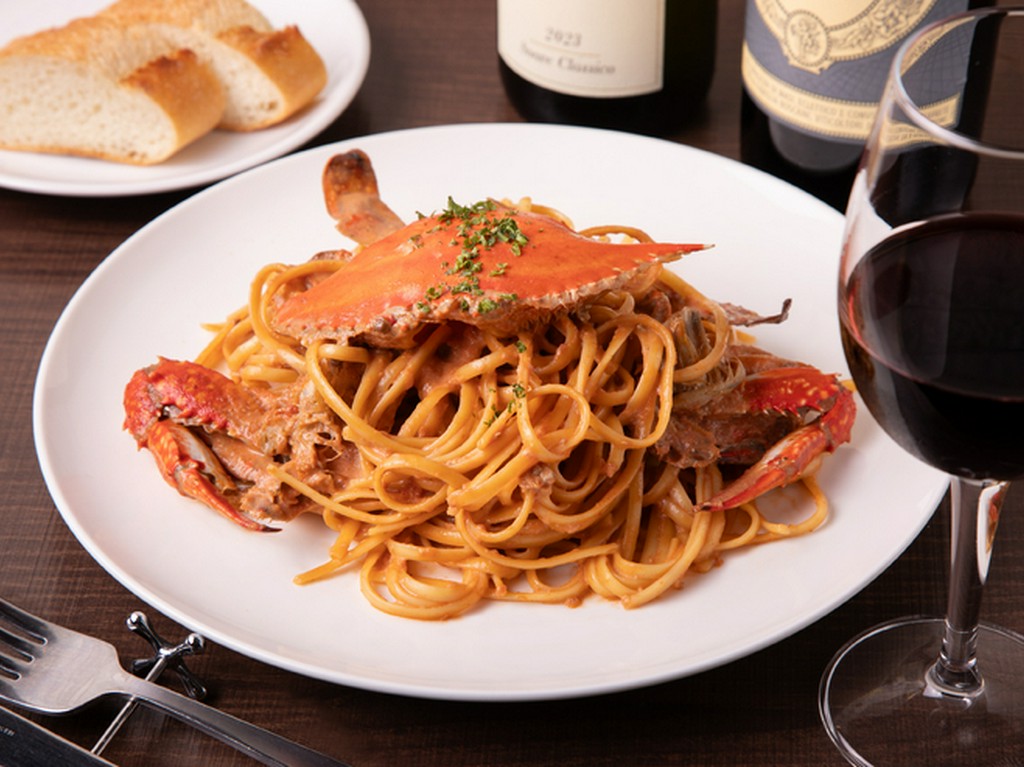 ワタリ蟹のトマトクリームソースキタッラ