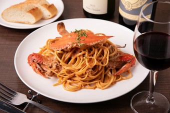 ワタリ蟹のトマトクリームソースキタッラ