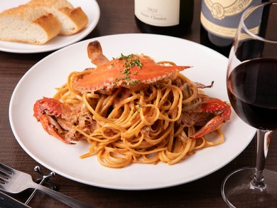 ワタリ蟹のトマトクリームソースキタッラ