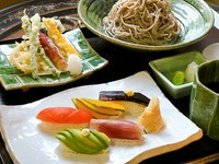 ・野菜握り、野菜天ぷら、深谷そば