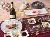 ※乾杯用シャンパン+飲み放題付き
近江牛の昆布〆、近江牛炙り寿司、
近江牛の味噌漬け、
近江牛ロースステーキ 120gなど 全10品