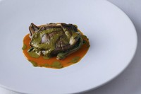 鮑のムニエル 肝のアクセント ソース アメリケーヌ