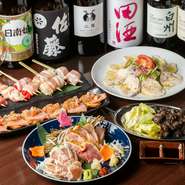 お酒の進む料理がバリエーション豊富に揃っており、各種飲み会にオススメ。飲み放題は単品注文でも利用でき、思う存分飲み明かせます。『プレミアム飲み放題』なら、日本酒も飲み放題。