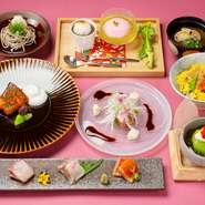 料理長こだわりの福井の旬をランチコースに詰めました。　旬の味覚8品をご堪能ください